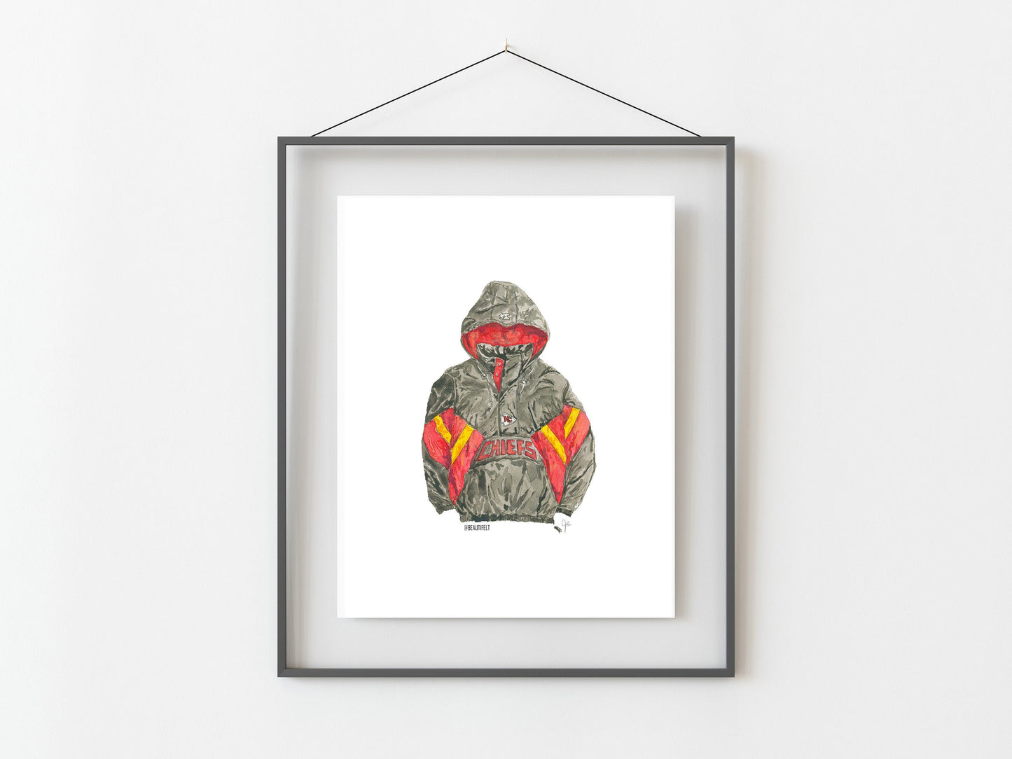 KC Starter Jacket Watercolor Print- Chiefs- Kansas City Chiefs- KC Football- KC Gift- Kansas City Decor- Kansas City Art