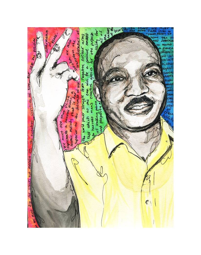 MLK Jr. Watercolor Art Print 11x14"/ Dr. Martin Luther King Jr./ Nobel Prize/ Peace/ Justice/ Home Decor