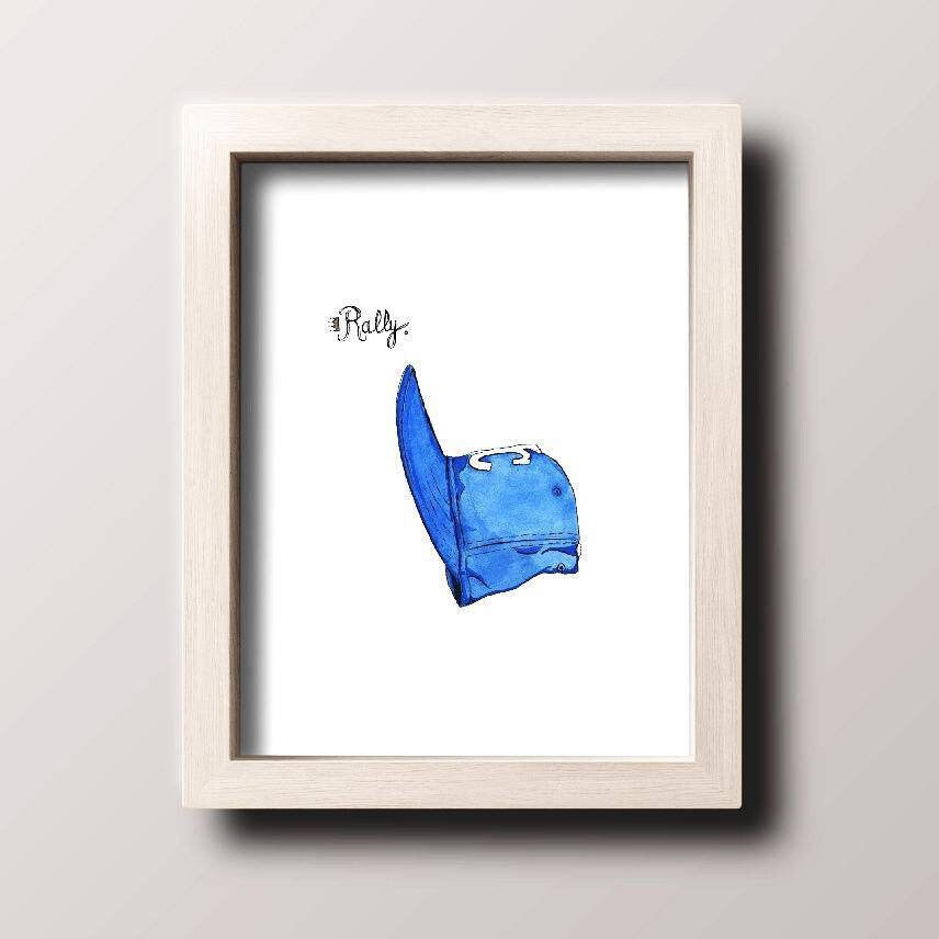 Rally Cap Kansas City Royals Baseball Hat Watercolor Art Print/ Rally Cap/ Blue/ KCMO/ Kauffman Stadium/ Kansas City Baseball