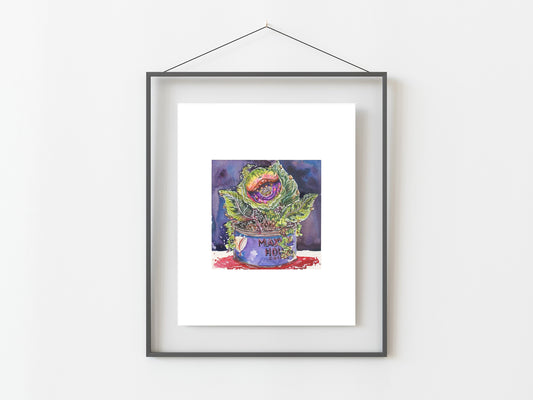 Audrey II, Little Shop of Horrors Watercolor Art 8x10" Print/ Musical Art/ Plant Art/ Movie Artwork/ Home Decor