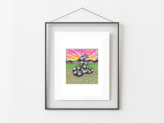 Beetlejuice Sandworm Watercolor Art 5x7" Print/ Tim Burton Art/ Beetlejuice Artwork/ Movie Artwork/ Home Decor