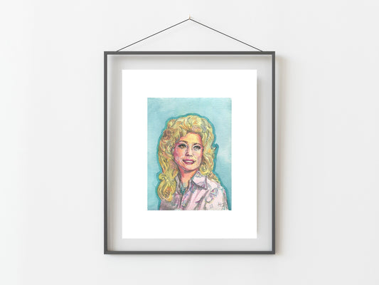 Dolly Parton 8x10 Watercolor Art Print/ Dolly Art/ Icon Art/ Home Decor/ Watercolor Artwork