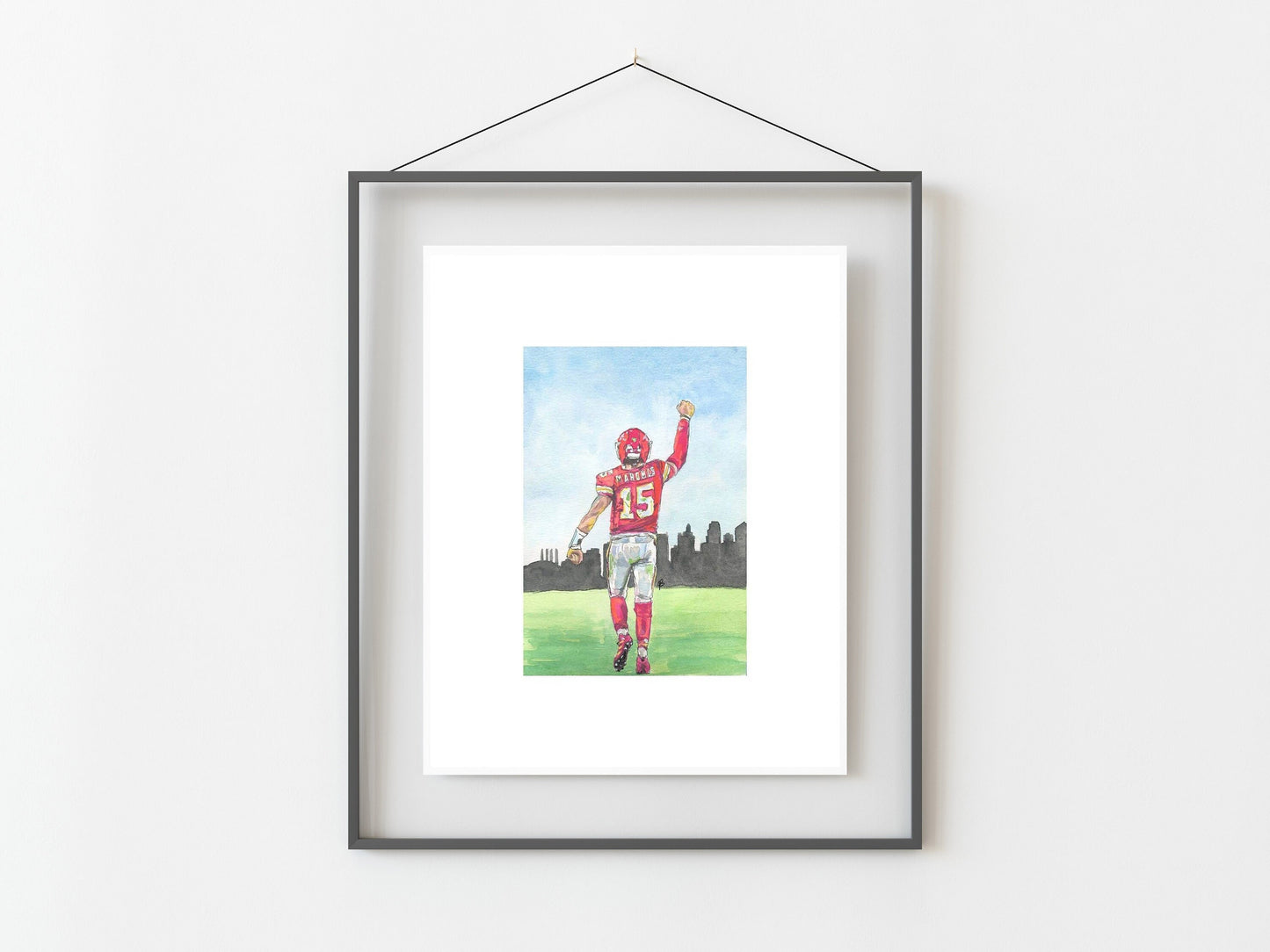 Patrick Mahomes Chiefs Football Watercolor and Ink Print/ Kansas City Football/ Kansas City Chiefs Art/ Kansas City Decor