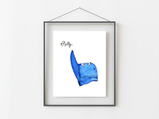Rally Cap Kansas City Royals Baseball Hat Watercolor Art Print/ Rally Cap/ Blue/ KCMO/ Kauffman Stadium/ Kansas City Baseball