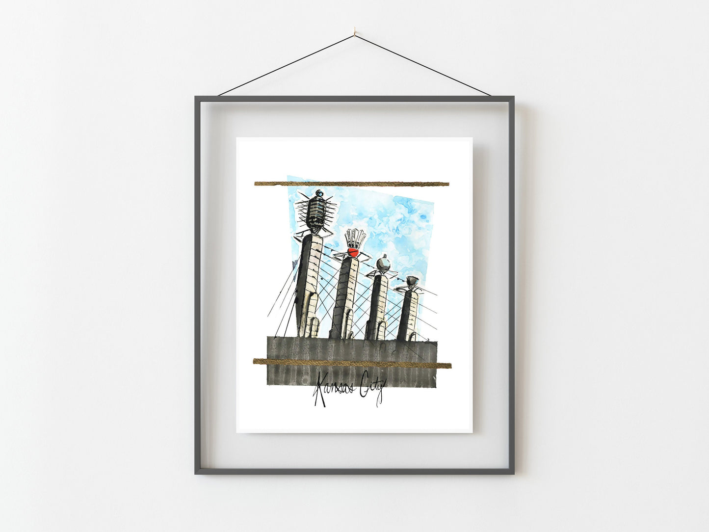 Bartle hall Kansas City Watercolor Art Print/ Shuttlecock Art/ Kansas City Artwork/ KC Artwork/ Home Decor