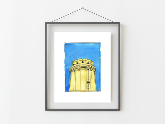 Waldo Tower Kansas City Watercolor Art Print/ Missouri Landmark/ KC Artwork/ KC Decor/ Waldo Artwork/ Water Tower