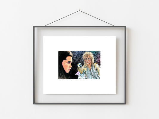 Labyrinth Sarah & Jareth Watercolor Art 8x10" Print/ Goblin King/ David Bowie/ Jim Henson Art/ 80's art/ Home Decor