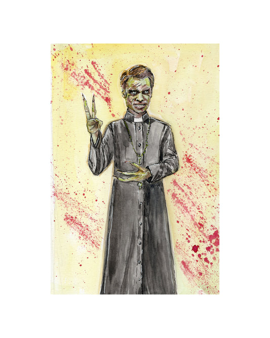 VelociPastor 8x10" Print of Original Watercolor and Ink Painting